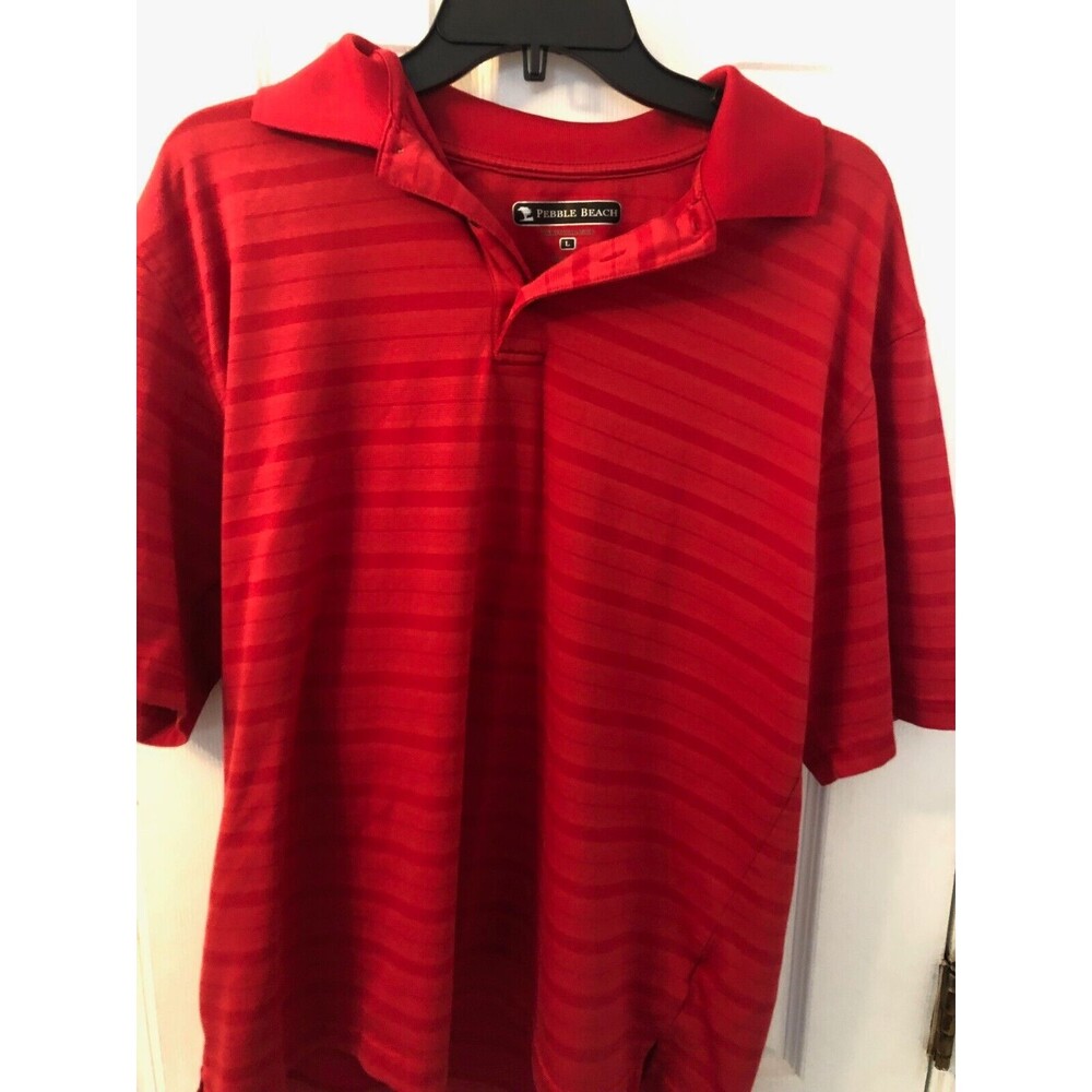 Pebble‎ Beach Mens golf shirt red large Cotton Blend